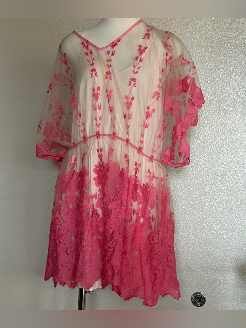 Twin-Set Pink Floral Embroidered Tulle Dress